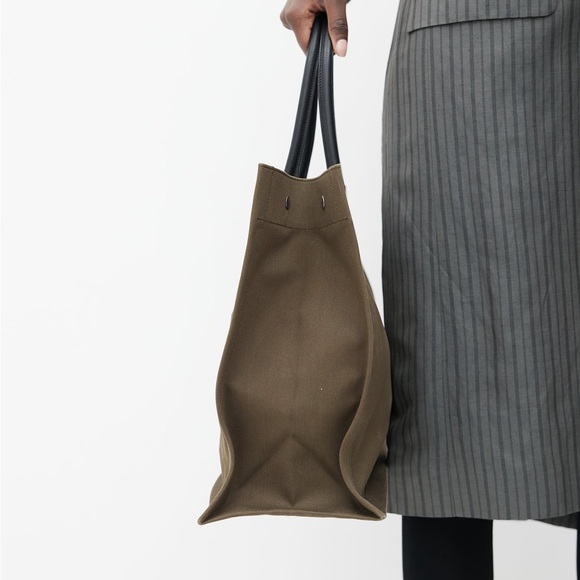 SAINT LAURENT Khaki Green Canvas Large Rive Gauche Tote - Picture 5 of 5